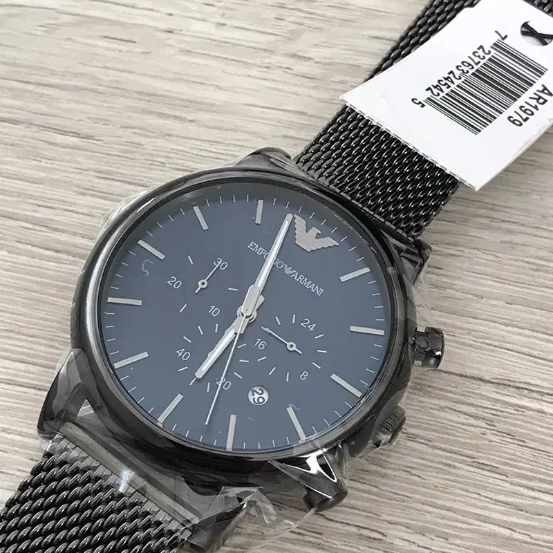 Emporio Armani Luigi Blue Dial Mash Strap Men's Watch- AR1979